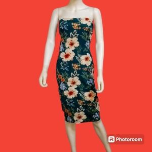 STREETWEAR SOCIETY Teal Tropical Bandeau Bodycon Beach Dress Junior XL